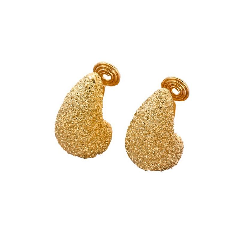 Vintage Matte Particles Water Drop Ear Cuff Earring for Women Simple Irregular Hollow Stud Earrings Jewelry for Party Gift