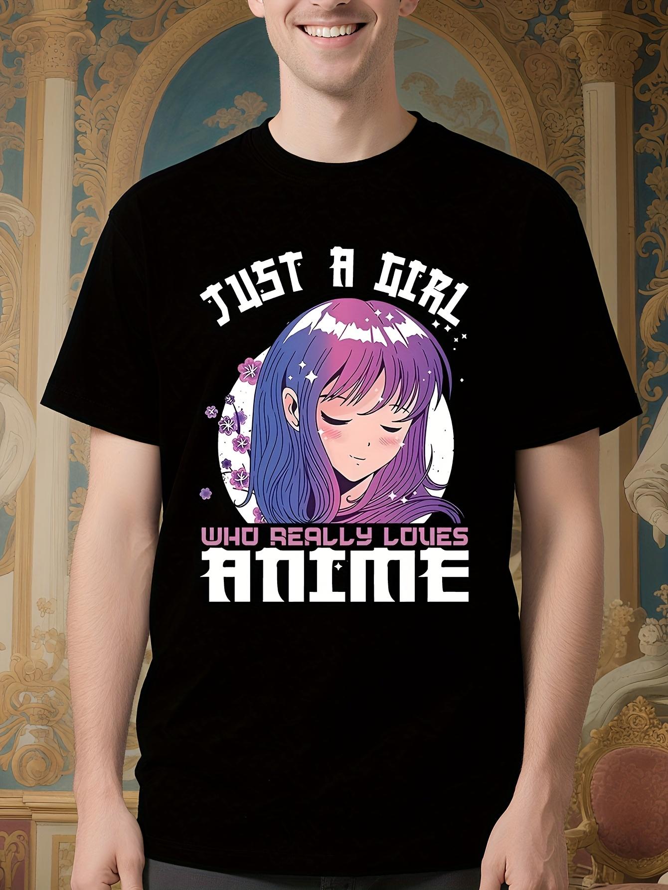 Just A Girl Who Loves Anime Tshirt - Plus Size Casual Cre... M