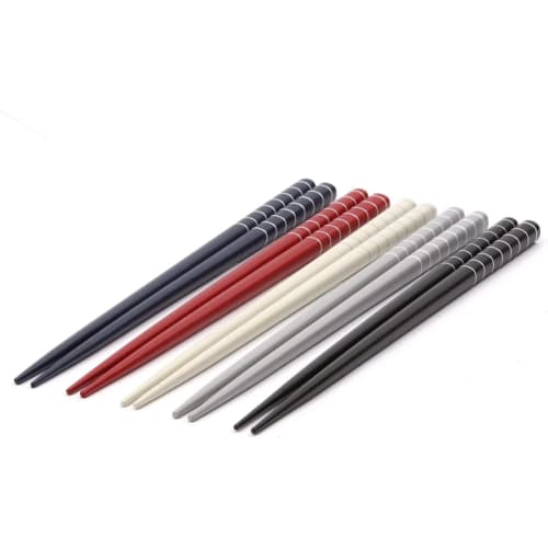 Sunlife Chopsticks for Guests, Border Design, Natural Wood, Made in Japan, Dishwasher Safe, 22.5cm, Set of 5