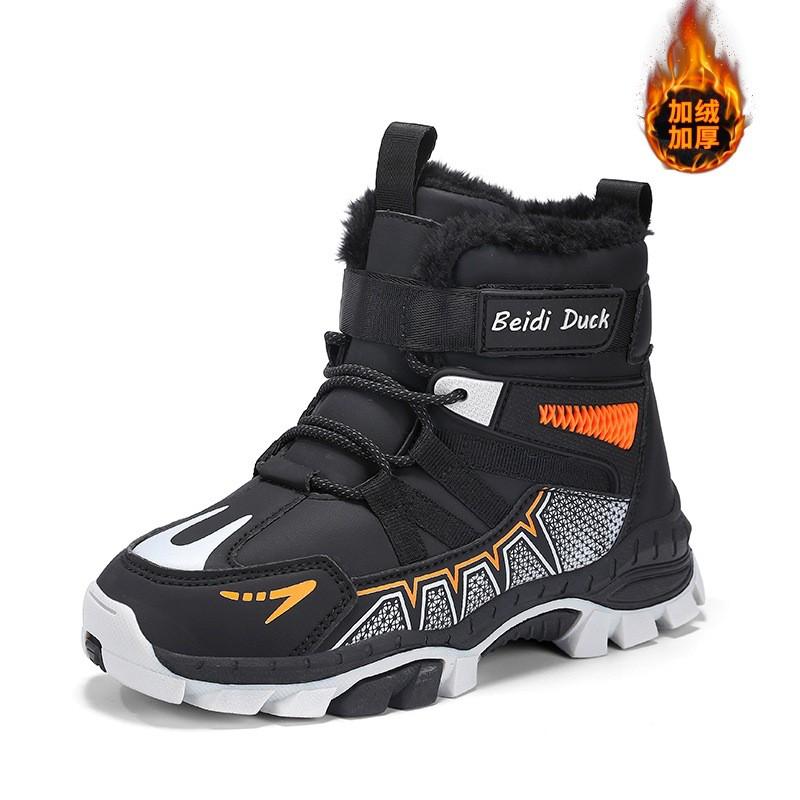 Boys Winter Snow Boots Warm Non-Slip Fleece Lined Outdoor Hiking Shoes Kids