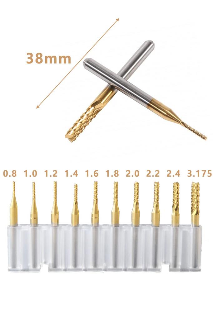 Samcos Fräsersatz Titanbeschichtet CNC-Fräser Hartmetall-Gravierbohrer PCB
