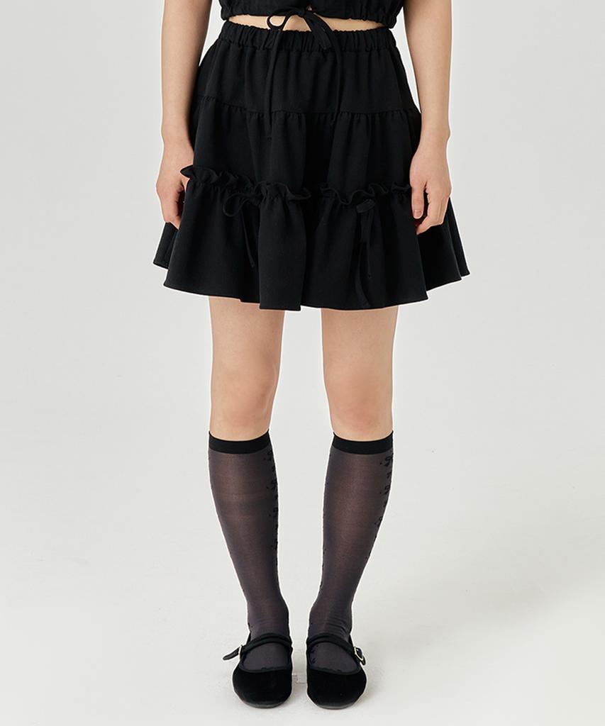 Adore Bell String Ribbon Mini Skirt - Black