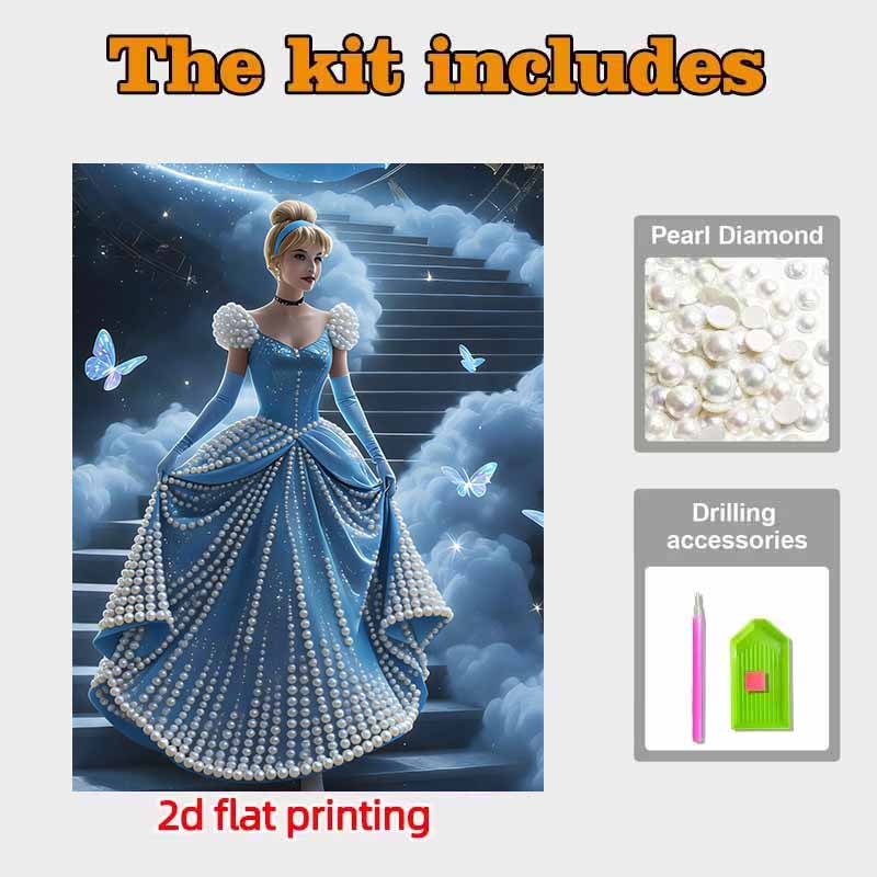 Disney Pearl Painting Set Cinderella On The Cloud Staircase Exquisite and Sparkling Artwork Perfect for Home Wall Decoration and Handmade Gifts