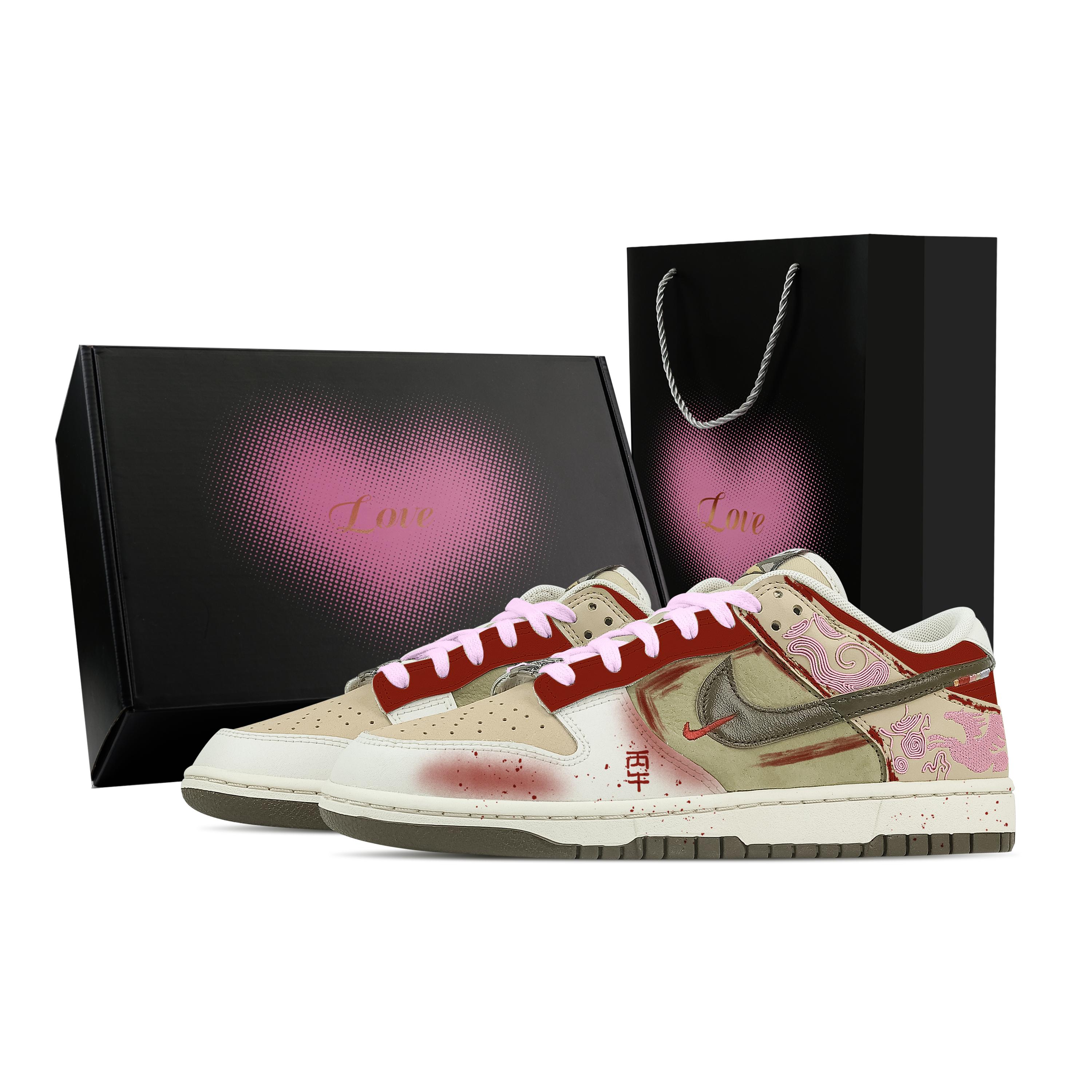 

Nike Dunk Galloping Galaxy, Heart Box Leather Low top Skateboard Shoes Men s Beige Pink IQ1118-220(Team773--) 40.5
