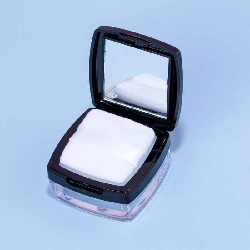 Portable Refillable Powder Compact with Mesh for Setting, Blush, and Talcum