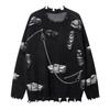 2024 Autumn Unisex Trendy Zipper Ripped Sweater - Loose Streetwear Knitwear