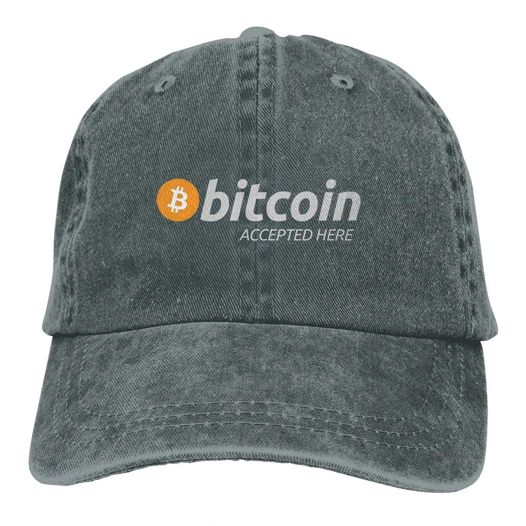 Pure Color Dad Hats Accepted Here BTC Womens Hat Sun Visor Baseball Caps Bitcoin Cryptocurrency Miners Meme Peaked Cap