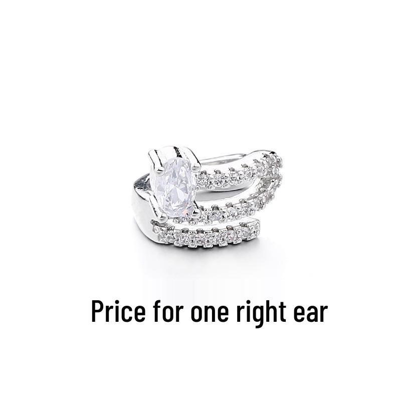 Clipsuri de urechi elegante cu zirconiu în formă de val: Stil european și american, nu este nevoie de piercing