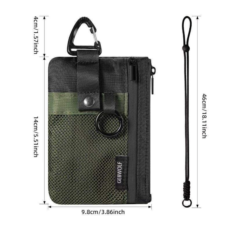 Small Minimalist Wallet For Women Men Rfid Blocking, Zipper Coin Pouch With Id Window And Keychain Travel Lanyard Wallet