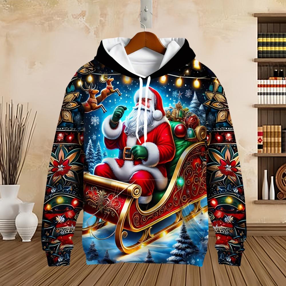 Merry Christmas Cat 3D Printed Men's Snowman Hoodie Streetwear Loose Pullover Sweatshirt Top