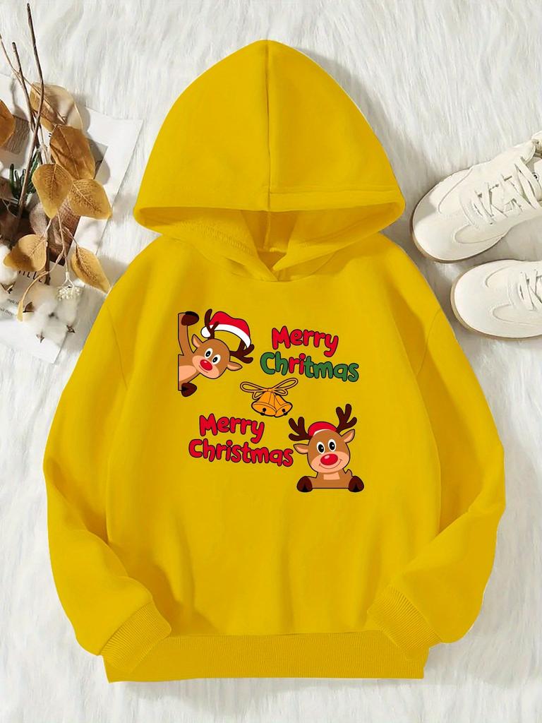 Merry Christmas 0918! Girls' Casual Long-Sleeved Hoodie, Girls' Autumn/Winter Sports Top, Outdoor Hoodie