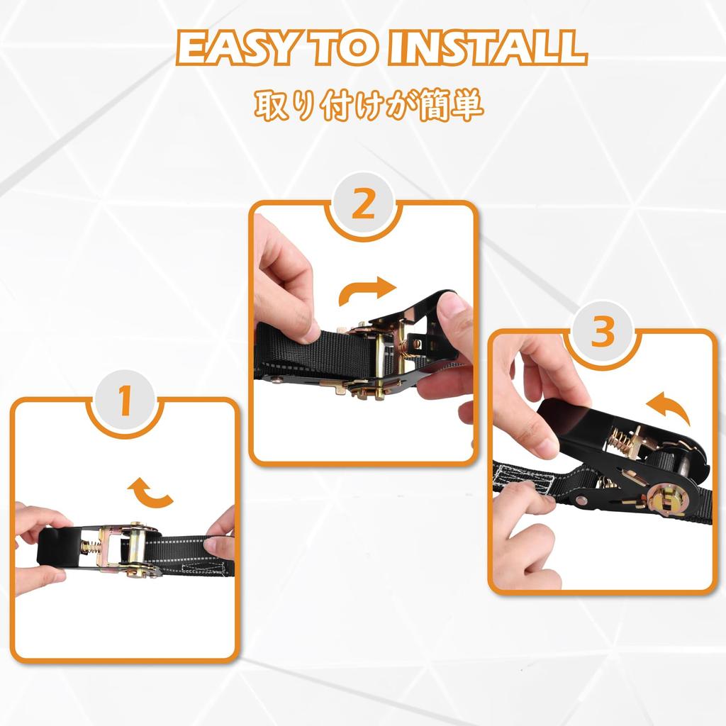 TRIWONDER Cargo Belts with Reflective Ratchet Lashing and Belts for Roof Fall and Earthquake Prevention 2 Tie-Down Material, Belts, Belts, Tie-Down