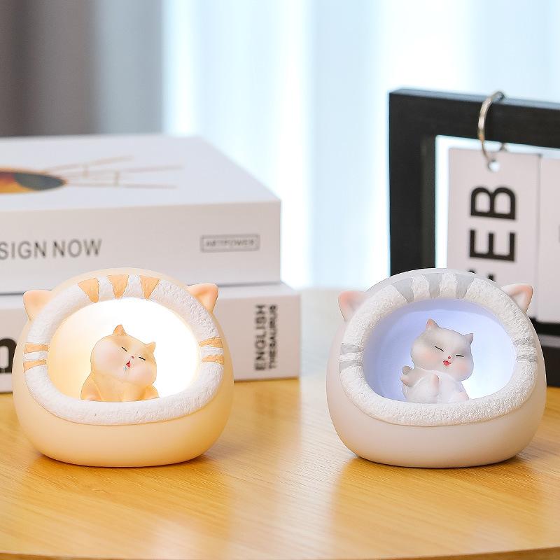 Creative Cute Cat Room Night Light Cute Cat Bedhead Sleep Light Charging Touch Atmosphere Light