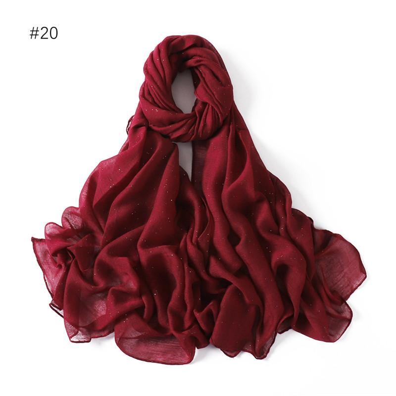 Plain Oversized Shiny Glitter Cotton Viscose Hijab Scarf Lady Solid Shimmer Wraps and Shawls Pashmina Musulman Headband 180*90Cm