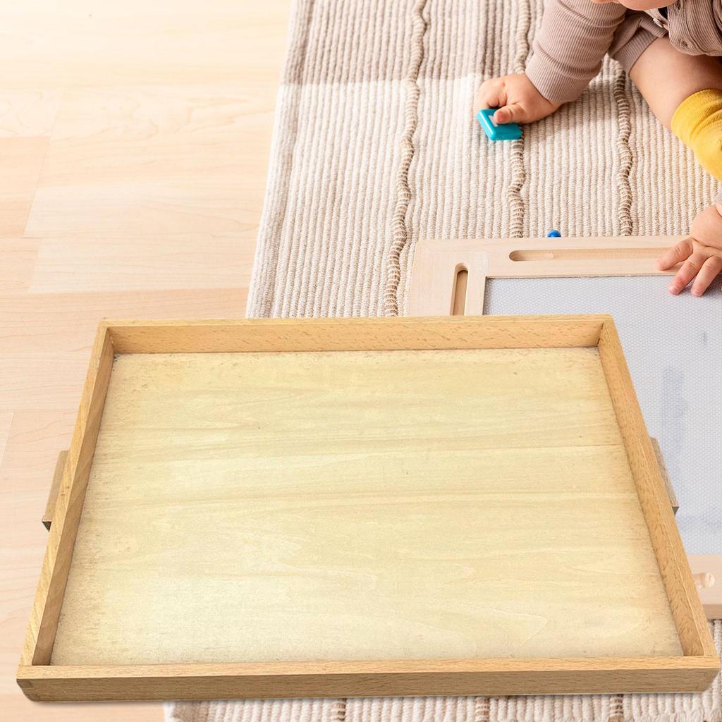 Elegant Wooden Serving Tray with Handles for Dining
