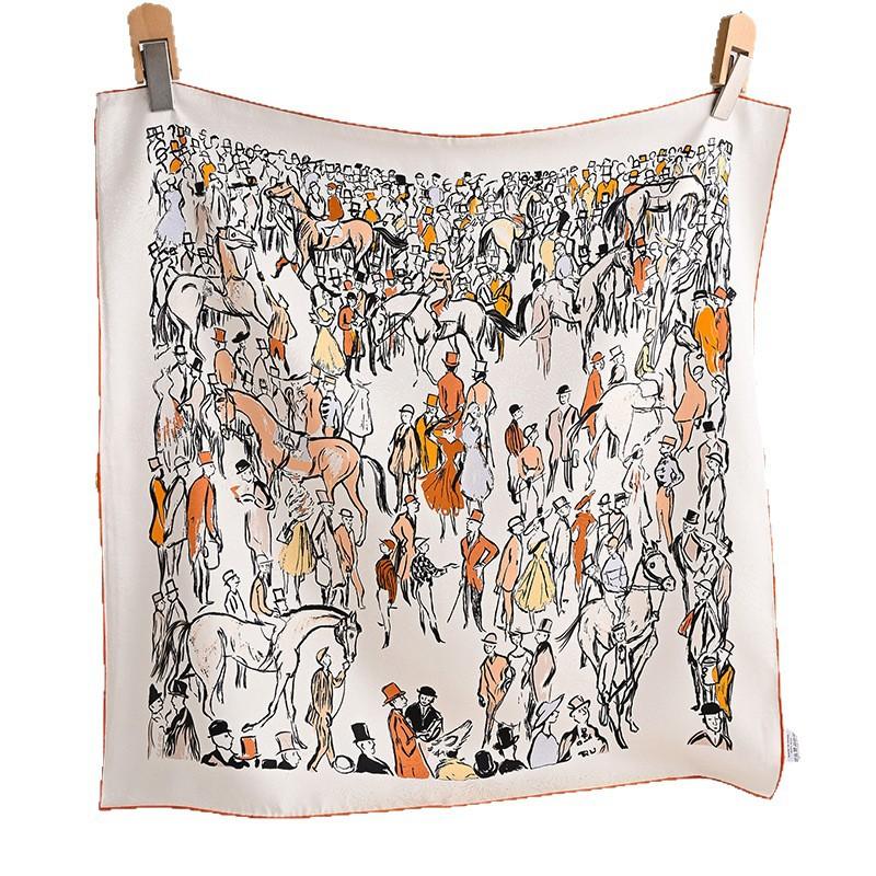 [Flower dill fireworks pattern] Spring new mulberry silk square scarf simple fashion light luxury heavy women's 16 silk scarf