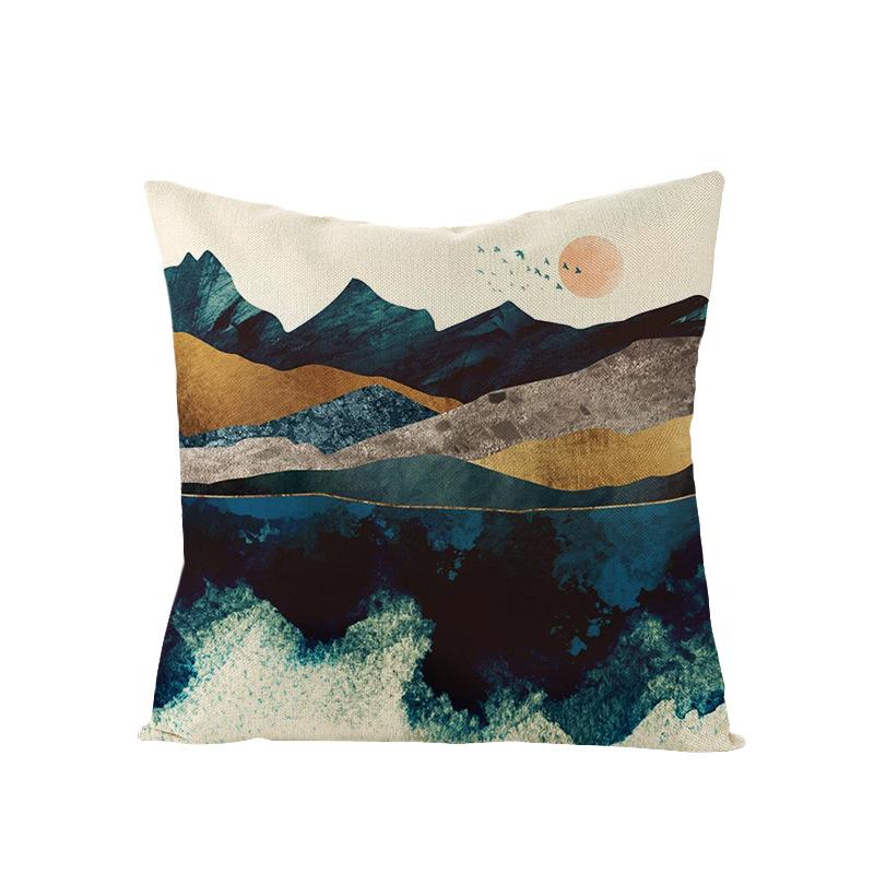 Home Decoration Supplies Landscape Painting Polyester Pillow Cover Home Geometric Abstract Sofa Cushion Cover