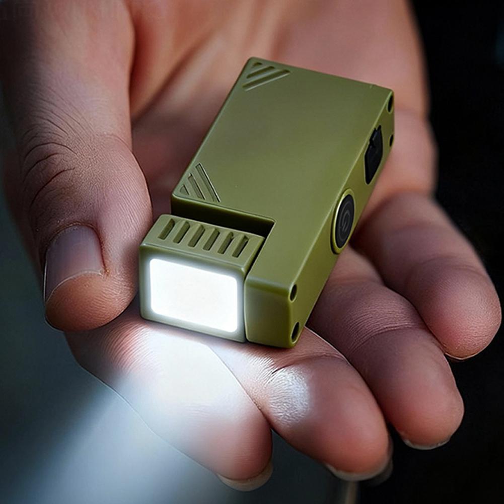 Portable Keychain Mini Flashlight Ajustable-angle USB Rechargeable Multifunctional Flashlights Outdoor Warning Work Lights