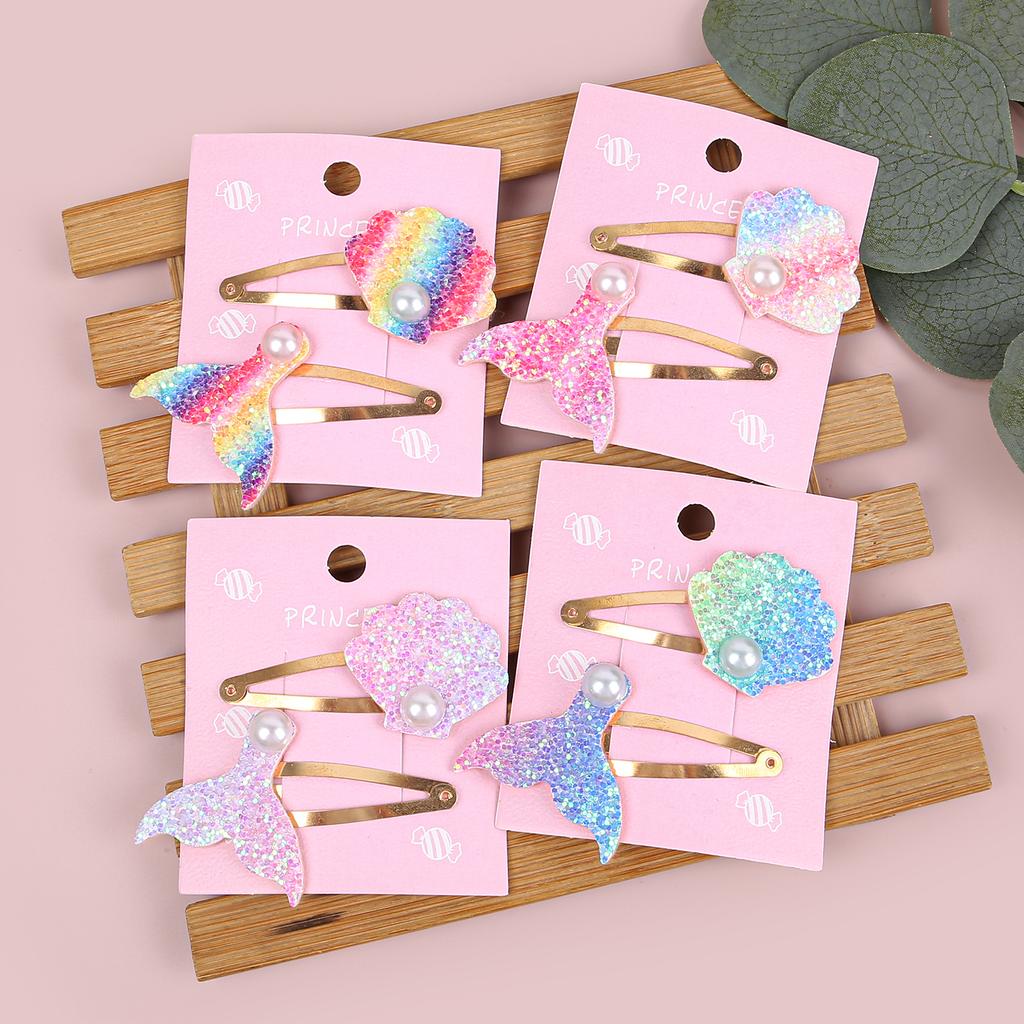 2 ST Tecknad Sjöjungfru Hårklämmor Glittriga Regnbågsfärgade Sjöjungfru Hårnålar Barrettes Legeringsklämmor Barn Hårklämma Barn Håraccessoarer