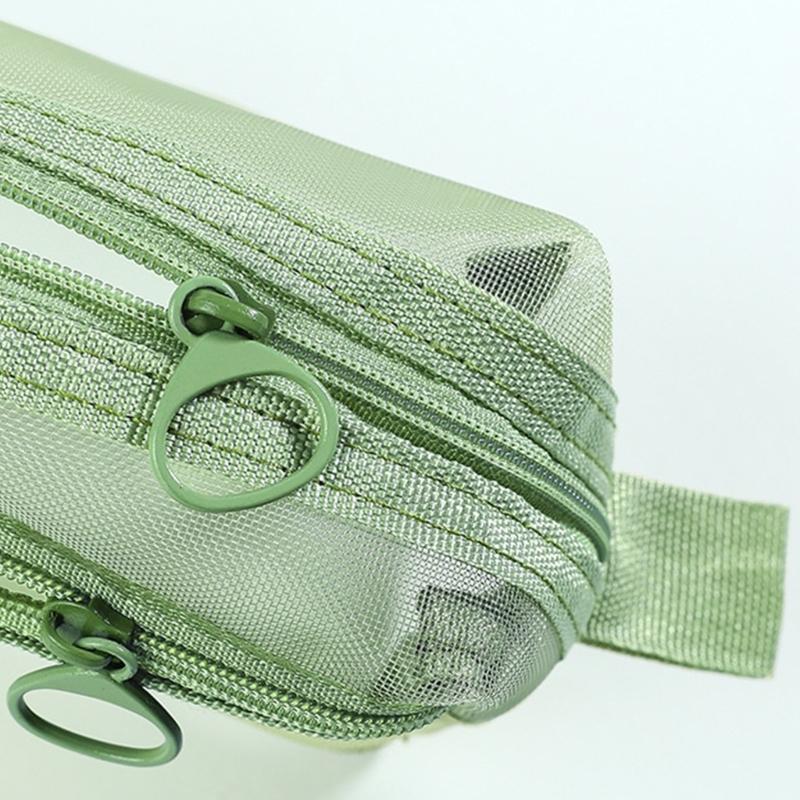 Clear Pencil Case Double Layers Mesh Pencil Pouch Mesh Bag Large Capacity Pen Bag Back To School Supplies for Girl