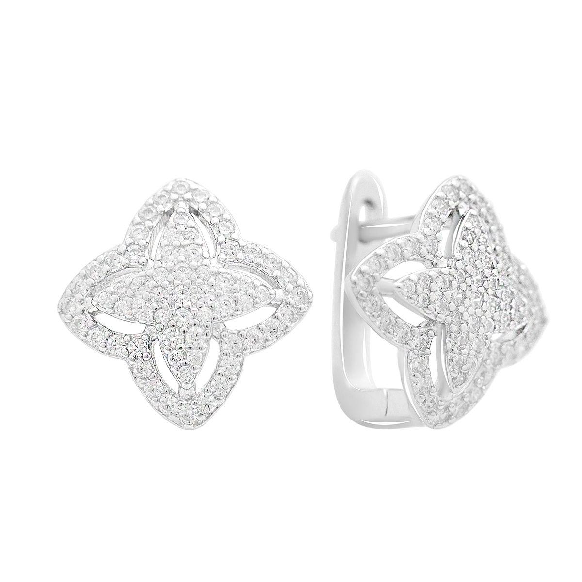 Boucles d'oreilles en argent avec zircons cubiques (2151159)