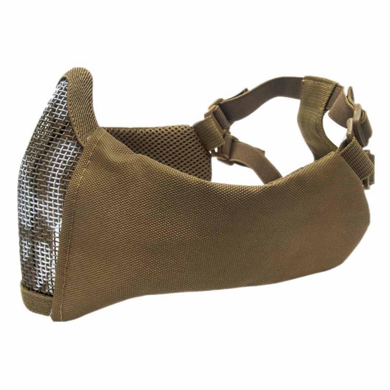 Yükseltilmiş Kulak Koruması Yarım Yüz Taktik Metal Çelik Hasır Maske Avcılık Kalkanı Askeri Hayran Maskesi