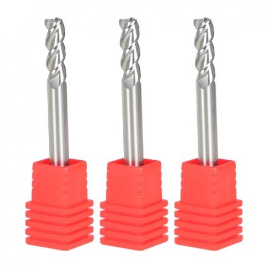 3Pcs 3/16" 3 Flute Regular Length Carbide End Mill 9/16" Cutting Length