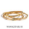 MamacitaSlay 316L Stainless Steel Colorful Zircon Heart Star Bangle 18K Gold Plated Waterproof Stackable Jewelry For Women Gift