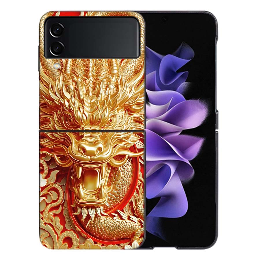 Golden Holy Dragon Coque For Samsung Z Flip7 6 Galaxy Case Shockproof Z Flip5 Z Flip3 4 5G Hard Cover Phone TPU PC Hard Funda