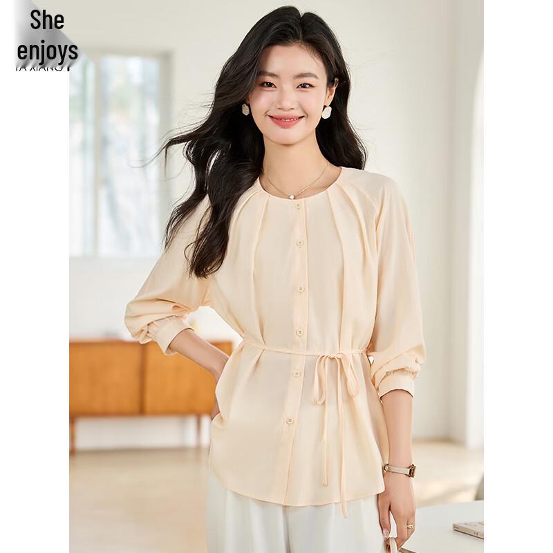 Women s Elegant Tie-Waist Long Sleeve Blouse L