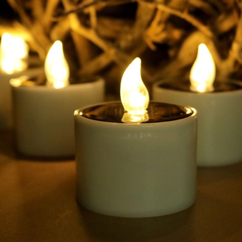 

6pcs New Solar Candles Lights Waterproof Warm White Flickering Candles Energy Saving Mini Sensor Decor Lamp Garden Lighting теплим білим кольором