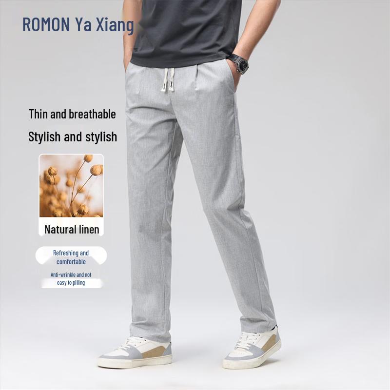 Romon Men s Linen Blend Loose Straight Casual Pants 2XL
