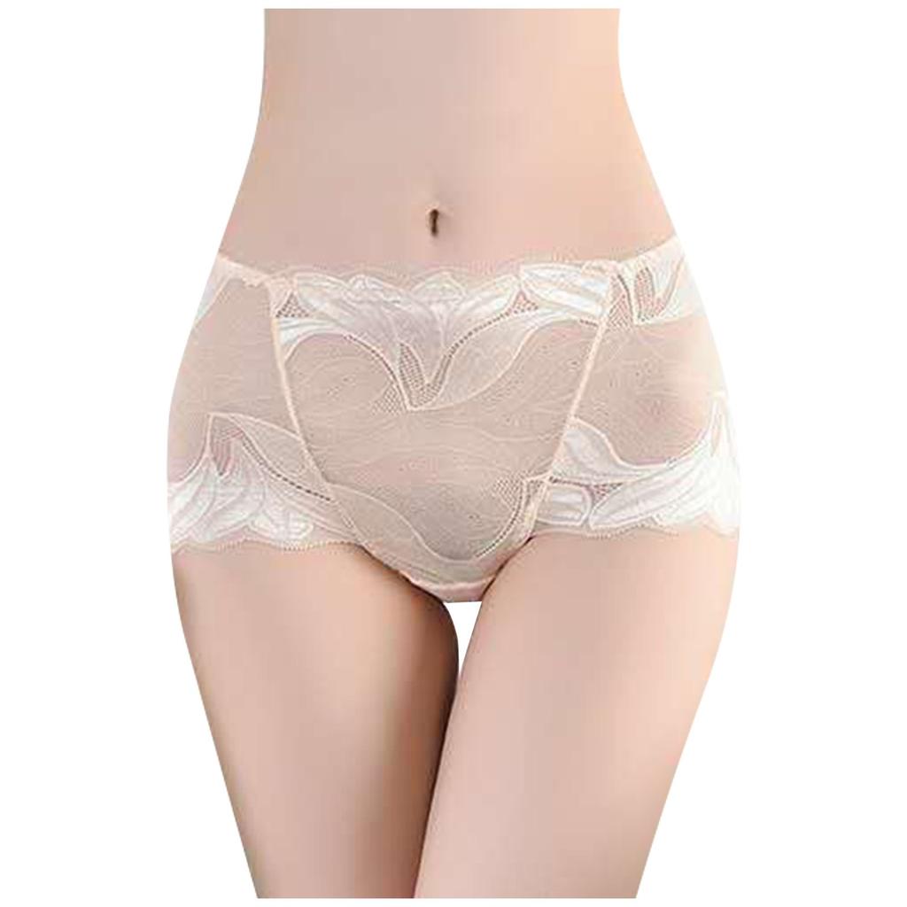 High Waist Lace Panties for Women with Ruffle Edge Floral Pattern Seamless Design Breathable Soft Fabric Comfortable Fit
