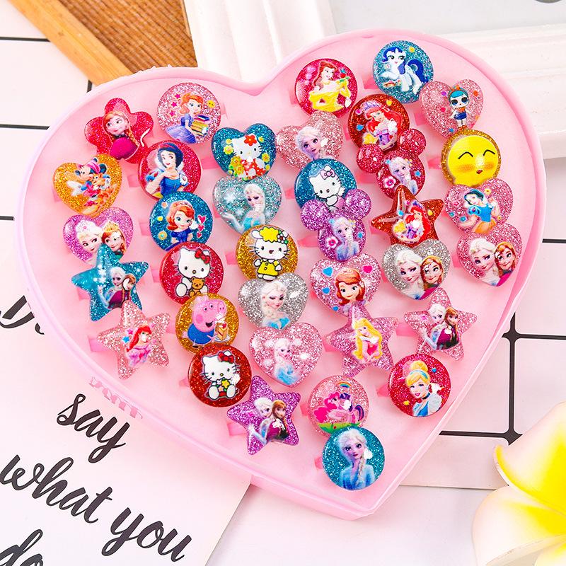 Kids' Faux Diamond Crystal Cartoon Gem Ring Set - Kindergarten Gift