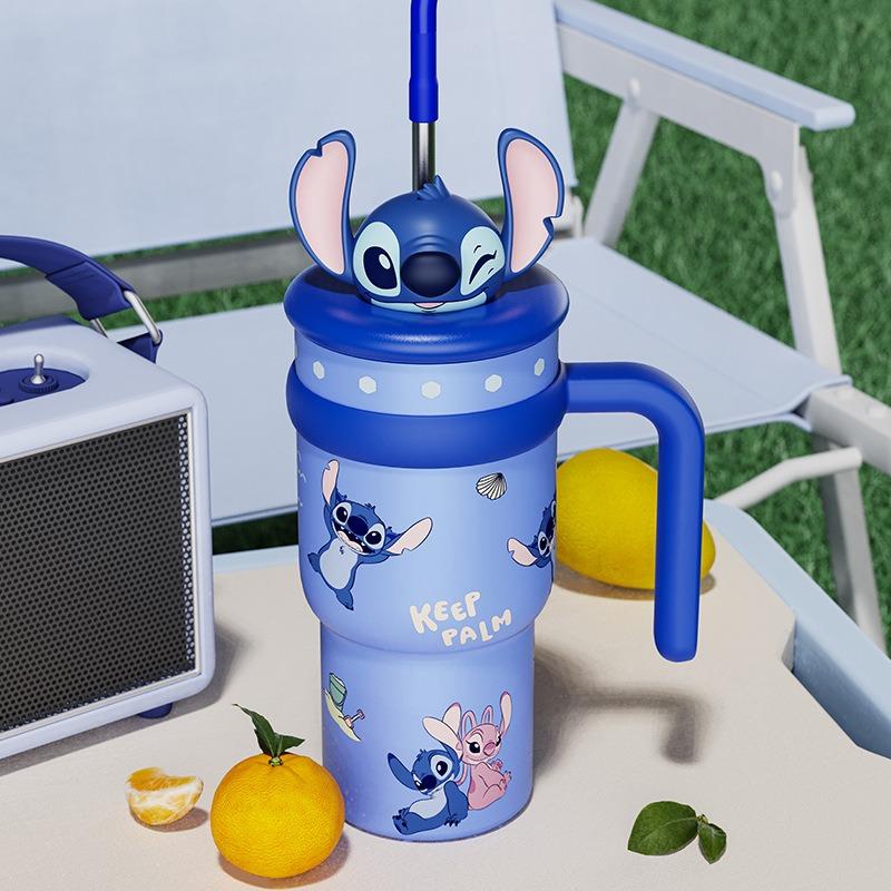 Disney Cartoon Thermos Cup 700ML Stainless Steel Keep Cold and Hot Stitch Lotso Coffee Cup with Straw Portable Car Water Cups