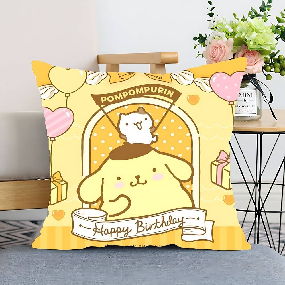 S-Sario P-Pompompurin Pillow Case Cushion Cover Polyester Pillowcase Decorative Sofa Cushion Pillowcase Home Decor