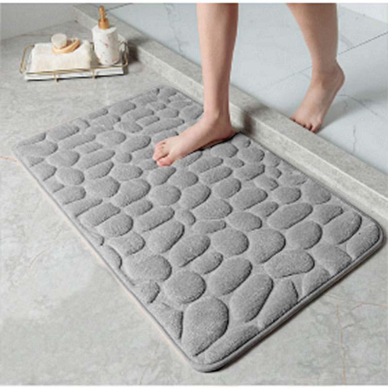 1 Stück Memory Foam geprägter Samtteppich Badezimmer Wohnzimmer Rutschfeste Matte Kopfsteinpflaster Bodenmatte Heimtextilien