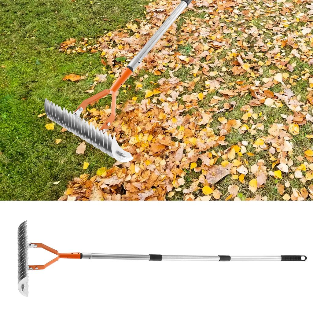 Garden Thatch Rake Stainless Steel Garden Grass Grooming Tool Removes Dead Grass Leaves Clearing Loosening Soil Lawn Rake