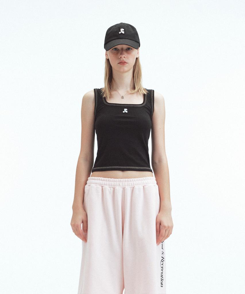 REST&RECREATION Raw-Edge Logo Cap - Black