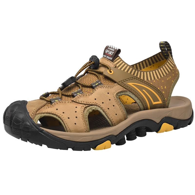 Men Leather Sandals Genuine Cow Leather Male Summer Shoes Lightweight Outdoor Beach Sandals Fashion Gladiator Men SandalsRoman