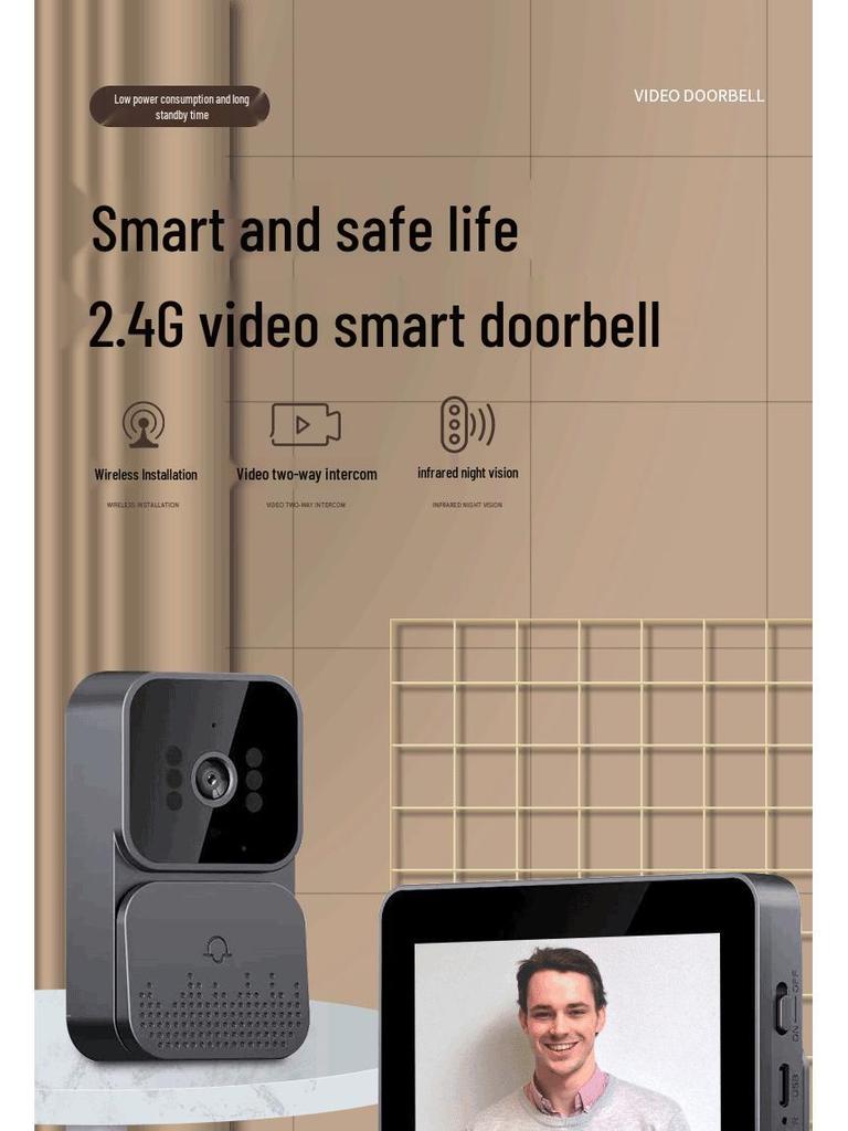 Smarte kabellose Tuya Video-Türklingel mit WLAN-Fernüberwachung, Gegensprechanlage und Nachtsicht