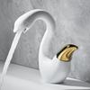 Gold Creative Swan Basin Faucet, Solid Brass Bathroom Vanity Sink Faucet, Hot and Cold Water Faucet, Gunmetal Gray