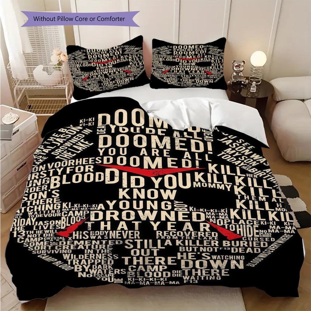 Horror Movie Poster Jason Voorhees Bedding 1 Duvet Cover 2 Pillowcase Without Core Soft And Comfortable Bedding Set