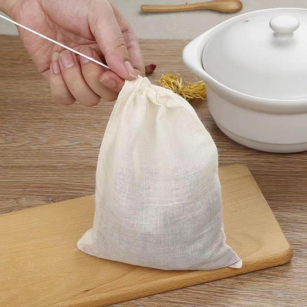 Reusable Tea Bag Cheesecloth 25Pcs 4"x6", Sachet Bags Empty Soup Bag Spice Bags for Cooking Tea Bags for Loose Leaf Tea Drawstring Bag Tea Filter