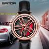 Sanda 1074 Women's & Couple's Quartz Watch, 360° Rotating, Waterproof, Genuine Leather Strap, Alloy Design