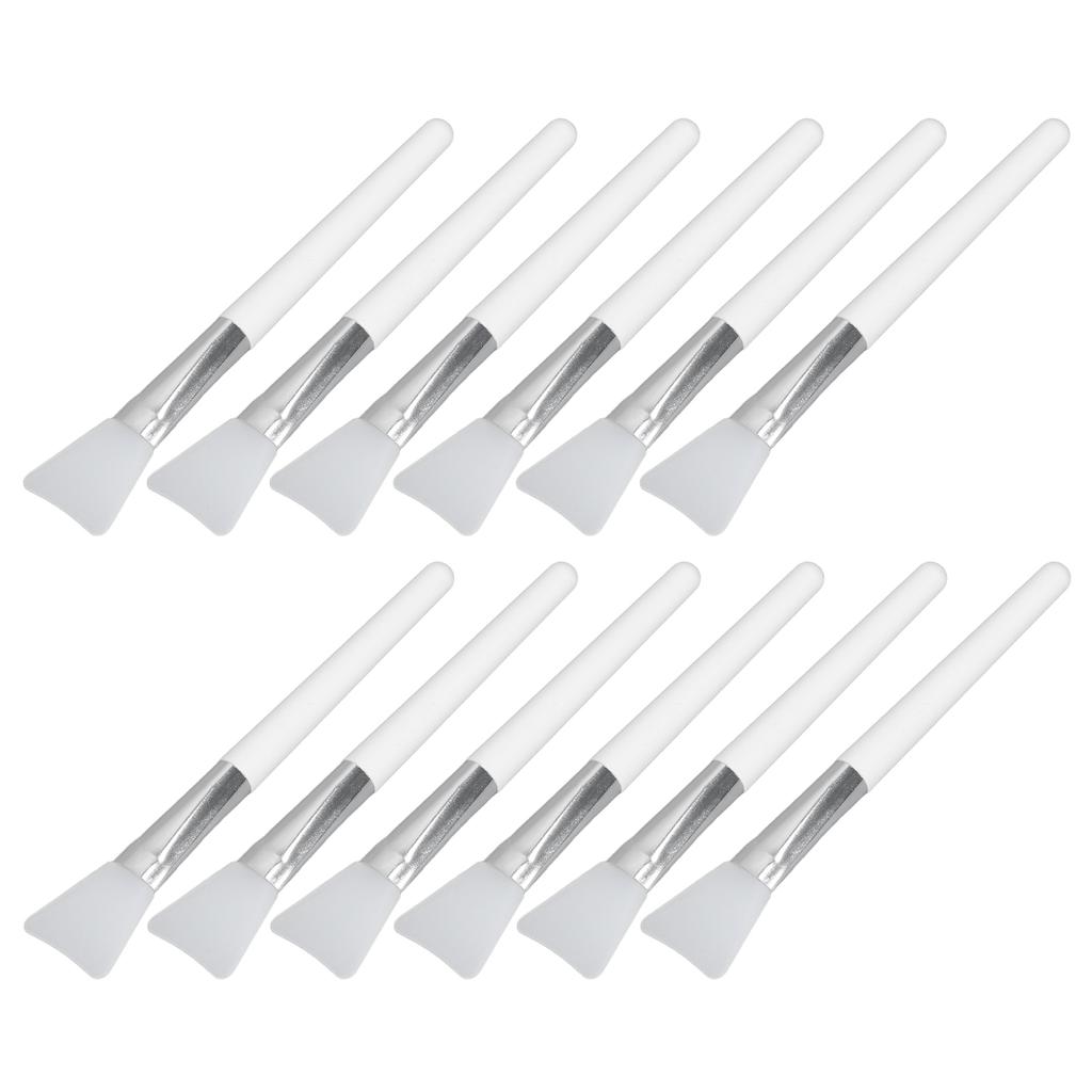 12pcs Facial Mask Brush Soft Silicone Comfortable Handle Mud Mask Cream Applicator Spatula White