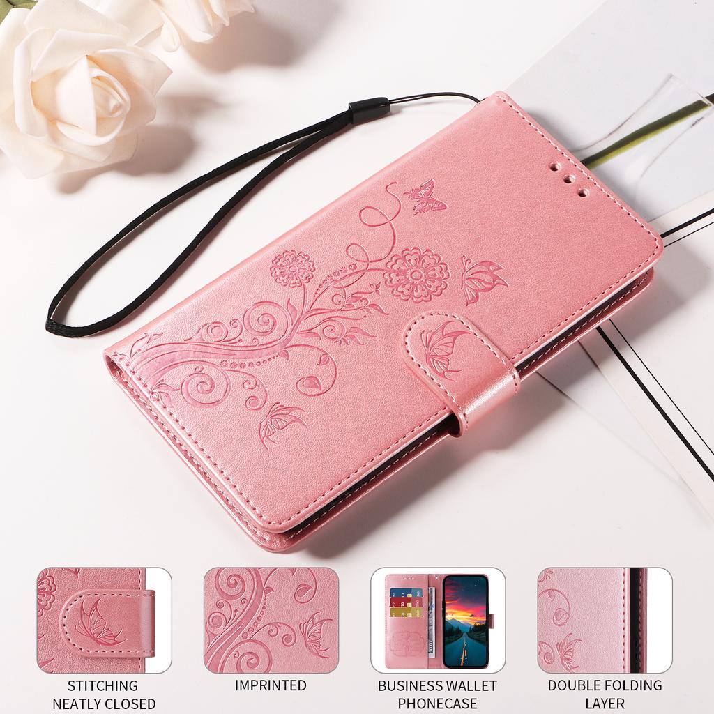 For Vivo Y29s 5G/Y04 4G Case Butterfly Floral Imprint Wallet Stand Leather Phone Cover