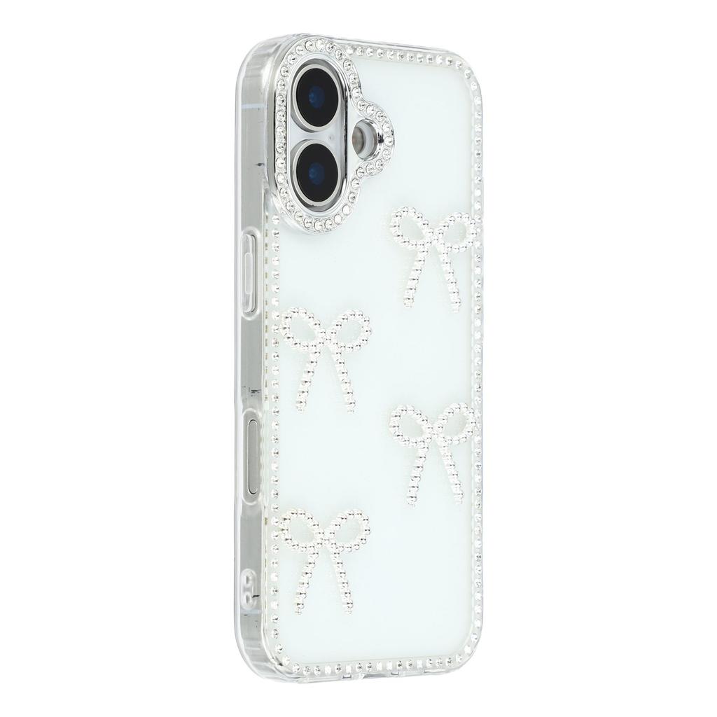 For iPhone 17 Case Rhinestone Edge Butterfly Bow Decor TPU+PC IMD Phone Cover