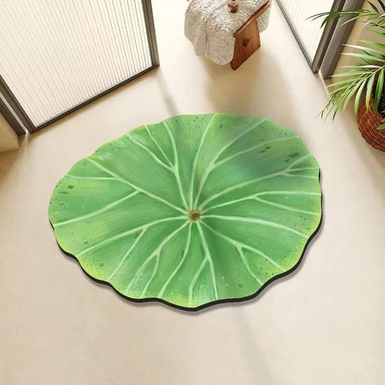 Realistic 3D Leaf Rug Irregular Leaf Shaped Floor Mat Anti Doormat for Bathroom Slip Green Leaf