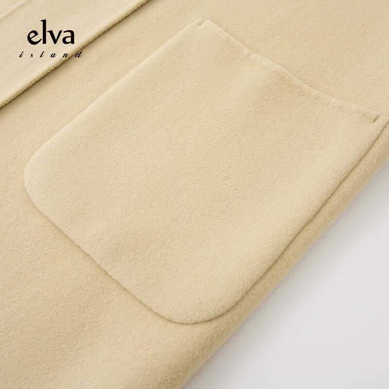 Elva' Island Women's Hooded Double-Sided Mid-Length Wool Coat